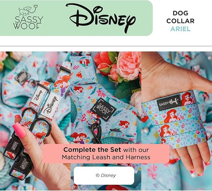 Sassy Woof Dog Collar Disney Princess Little Mermaid Ariel - M, Adjustable, Durable, Comfortable and Stylish Pet Accessories for Medium Dogs - Officially Licensed