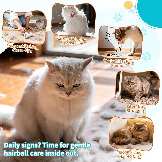 Cat Hairball Support Chews – 500 Crunchy & Creamy Texture Hairball Treats for Cats – Texture Indoor Feline Digestion Formula, Hairball Control & Cat Digestion Support, Chicken & Krill Flavor