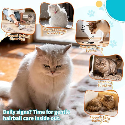 Cat Hairball Support Chews – 500 Crunchy & Creamy Texture Hairball Treats for Cats – Texture Indoor Feline Digestion Formula, Hairball Control & Cat Digestion Support, Chicken & Krill Flavor