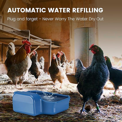 PETIMI Automatic Water Dispenser for Dogs/Cats, 1 Gallon Auto-Fill Dog Water Bowl Dispenser for Indoor/Outdoor, Large Water Feeder for Pets/Livestock, BPA-Free, Wide Mouth, Fits GHT 3/4" Faucet, Blue