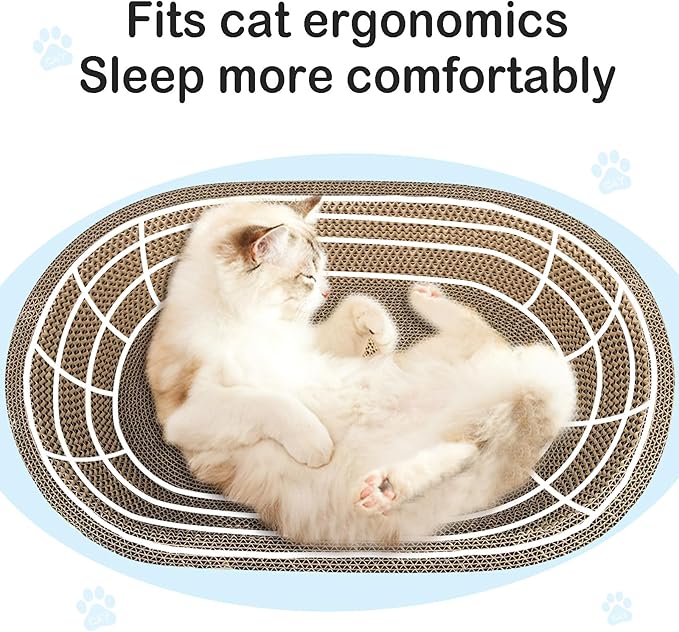 UUig Cat Scratcher, 23.6x14.9 inches Cardboard Cat Scratchers for Indoor Cats, Large Cat Scratching Board, Oval Cat Scratch Pad Bed with Catnip