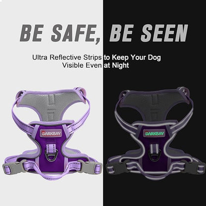 BARKBAY No Pull Dog Harness Front Clip Heavy Duty Reflective Easy Control Handle for Large Dog Walking(Violet Purple & Purple,XL)