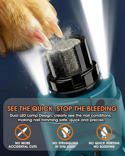 YABIFE Dog Nail Trimmers and Dog Nail Clippers Kit, Whisper Quiet Electric Grinder with Light, for Small, Medium, Large Dogs, Cats Toenail Grooming, 3 Speeds
