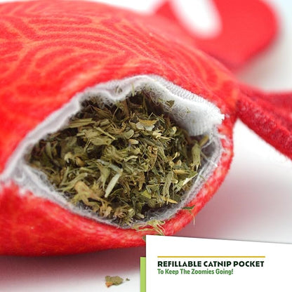 KITTY KA-ZOOM ZOOMIE Crab - Refillable Catnip Toy + Catnip | High Potency Hand Harvested Fresh | Soft Plush for Engaging Play