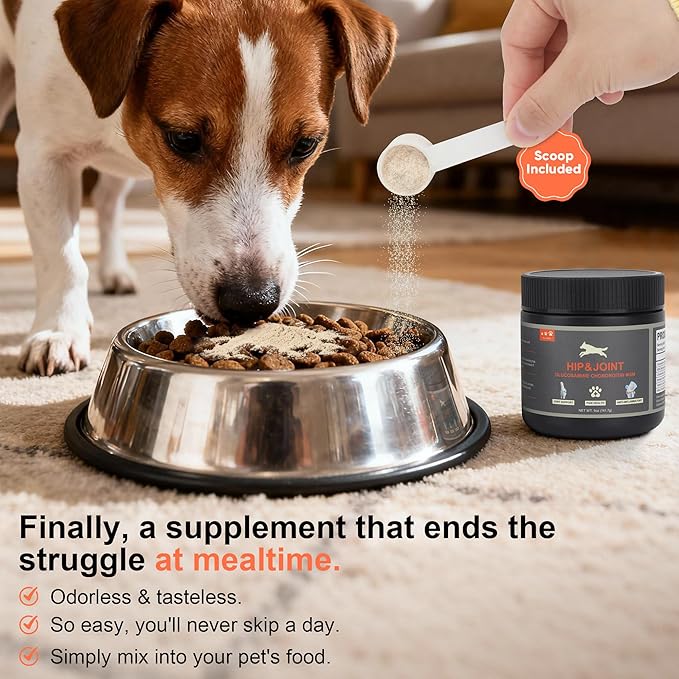 Hip and Joint Supplement Powder for Dogs Glucosamine for Dogs, Dog Arthritis Vitamins for Hip and Joint Pain Relief Contains Glucosamine Chondroitin MSM Vitamin E for All Breeds and Sizes