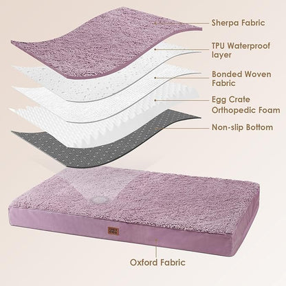 EHEYCIGA Orthopedic XXL Dog Beds for Jumbo Dogs with Removable Washable Cover for Crate, Fog Purple, 47x29