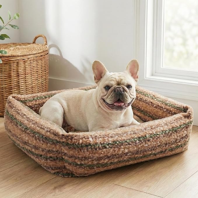 WESTERN HOME WH Dog Bed Medium Size Dogs - Washable Medium Dog Bed, High Back Support Pet Sofa with Sides, Soft Pet Beds with Anti Slip Bottom, 30inch, Brown