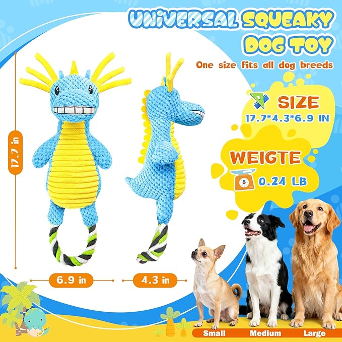 Fuufome Squeaky Dog Toys for Large Dogs- Tough Squeaky Dog Toys to Keep Them Busy- Durable Plush Stuffed Chew Toy for Boredom, Tug of-War, for Small Medium Large Dogs