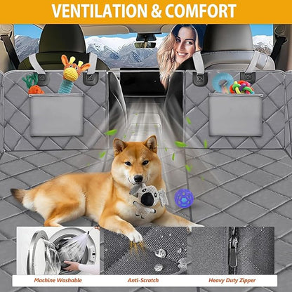 ROUWINNE Back Seat Extender for Dogs-Large Space, Dog Car Seat Cover Hard Bottom Holds 420lb, Sturdy Backseat Extender for Dogs, Upgraded Material,Waterproof Dog Hammock for Car, SUV, Truck