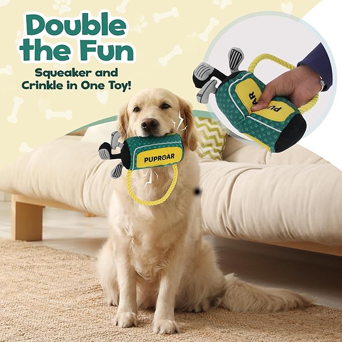 PUPROAR Golf Dog Toy – Funny Dog Valentines Day & Birthday Gift with Squeaker Rope & Crinkle, Fun & Interactive Puppy Birthday Toy