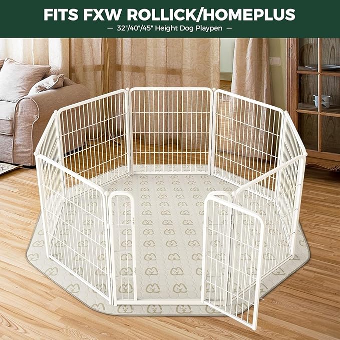 FXW Washable Pee Pads for Dogs, Leak-Proof & Non-Slip, Specifically Designed for FXW Rollick/Homeplus 32/40/45inch 8 Panels Dog Playpen, 34" Octagon, Khaki, 1 Pack