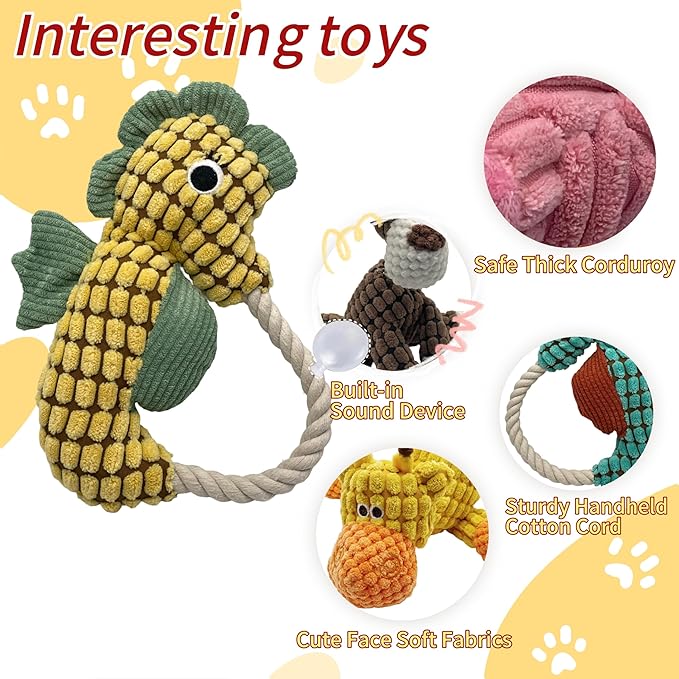Plush Wrinkled Squeaky Dog Toy,2-Pack The Best Durable Teething Puppy Rope Chew Toy Keeps Them Busy Playing Hide-and-Seek Suitable for Puppy, Medium Dogs and Large Dogs (Green)