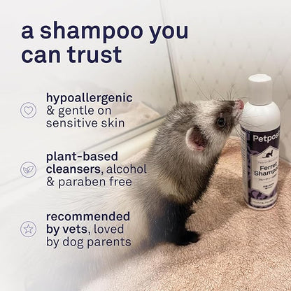 Petpost | Ferret Shampoo. Deodorizing & Moisturizing Formula for Ferrets and Small Animals. Supports Healthy Skin & Coat. 8 oz