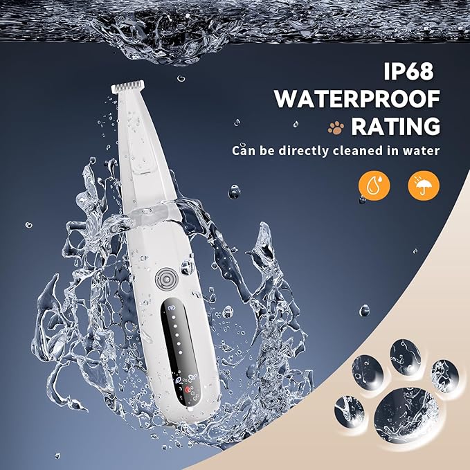 2026 New Pet Precision Trimmer, Dog Paw Trimmer with LED Light, Low Noise, IP68 Waterproof, Dual-Speed Motor, Suit for Trimming Paw, Ear, Face, Butt, Eyebrows, USB Rechageble
