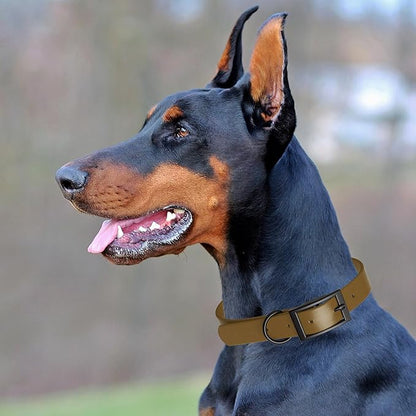 Dogline Biothane Waterproof Dog Collar Strong Coated Nylon Webbing with Black Hardware Odor- Proof for Easy Care Easy to Clean High Performance Fits Small Medium or Large Dogs, Coyote Brown
