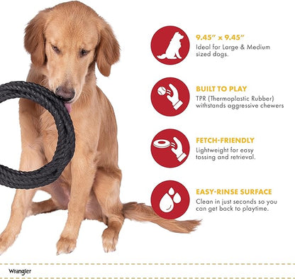 Wrangler Foam Coiled Rope Dog Chew Toy – Scented Dog Rope Toy for Medium to Large Dogs – Pet-Safe Foam Toy for Tug & Fetch – Promotes Healthy Chewing - Indoor/Outdoor Play (Black, Chicken)