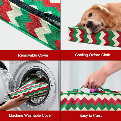 Tail Stories Outdoor Extra Large Dog Bed, Christmas Waterproof Dog Bed for Large Dogs, Egg Crate Foam XL Pet Bed with Removable Washable Oxford Cooling Cover, Stripe