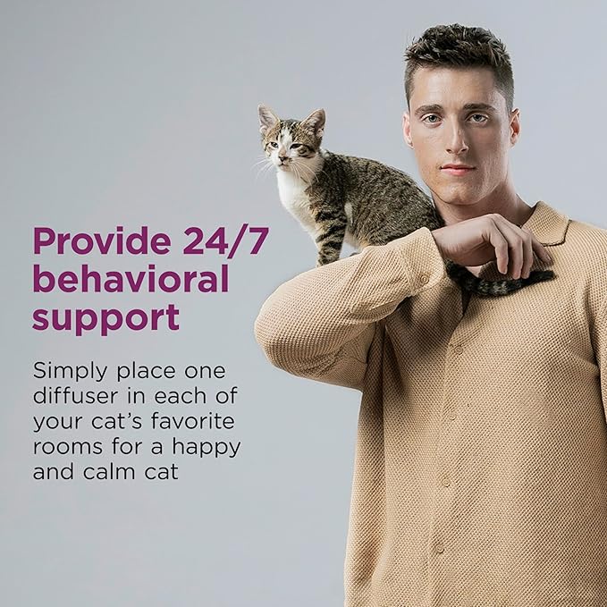 Comfort Zone 60 Day Starter Kit: 1 Cat Calming Diffuser & 2 Refills; Cat Pheromones Help Anxiety; Reduce Stress, Urine Marking, Scratching