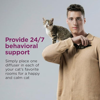 Comfort Zone 60 Day Starter Kit: 1 Cat Calming Diffuser & 2 Refills; Cat Pheromones Help Anxiety; Reduce Stress, Urine Marking, Scratching