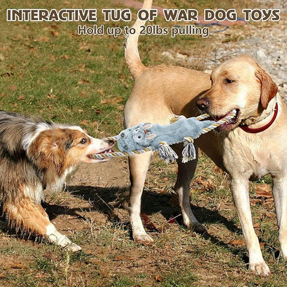 3 Pack No Stuffing Squeaky Dog Toys,Tug of War Dog Toy with Pull Rope, Interactive Dog Toys Dog Gifts for Small,Medium Dog