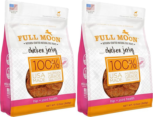Full Moon Chicken Jerky Dog Treats | Human Grade | Hip and Joint Support | 12 oz | Pack of 2
