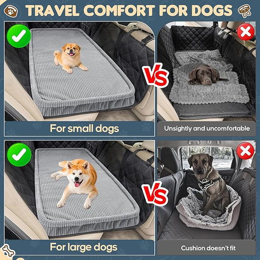 Dog Car Bed, Non-Slip Backseat Extender Pet Mat, Removable Washable Dog Bed for SUVs, Sedans & Trucks, Anti-Slip Travel Bed for Dogs, Easy Clean & Scratch-Proof & Comfort Light Gray（56"x28.7"