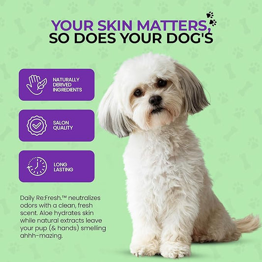 The Canine Project Luxury Daily Dog Deodorant & Grooming Spray – Long-Lasting, Odor Eliminating Pet Deodorizer Spray for Dogs’ Coat & Skin – Gentle & Clean, Irresistible Fresh Spa Scent 5.07 Fl oz.