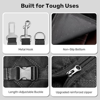 Zanch Heavy-Duty Dog Car Seat Cover, Flat Solid Back Seat Extender for Multi Large Dogs, Hard-Base Supports 450 lb, Waterproof Scrachproof Hammock Protector, Standard for Cars, SUV, Trucks, Orange
