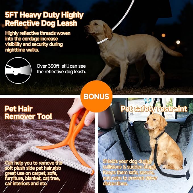 PETTALK Deluxe Dual Side Dog Car Seat Cover for Back Seat, Waterproof, Reversible Large Dog Car Seat Hammock, Back Seat Pet Cover for Dogs/Cats, Car Seat Protector, for Cars SUVs Trucks,All Seasons