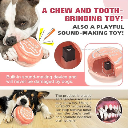 Large Size Cake Squeaky Dog Toy for Medium/Large Dogs Breed Aggressive Chewers Durable Bouncy Pink Squeak Toys
