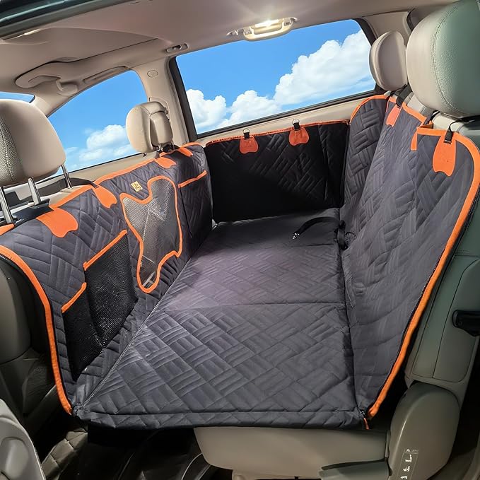 Diiouogs Dog Car Seat Cover for Back Seat Waterproof Pet Hammock with Hard Bottom Sturdy 400lb Backseat Extender for Dogs Easy to Clean Car Seat Protector Dog car seat Covers
