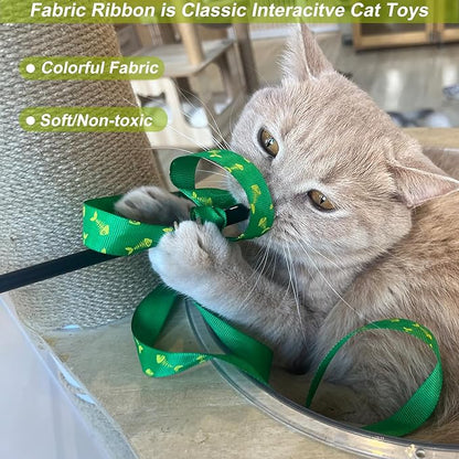 URMYONLY Interactive Cat Toy Wand with Catnip Mouse, Cat Teaser Wand Rainbow String for Bored Indoor Adult Cats and Kittens (8 Pack)