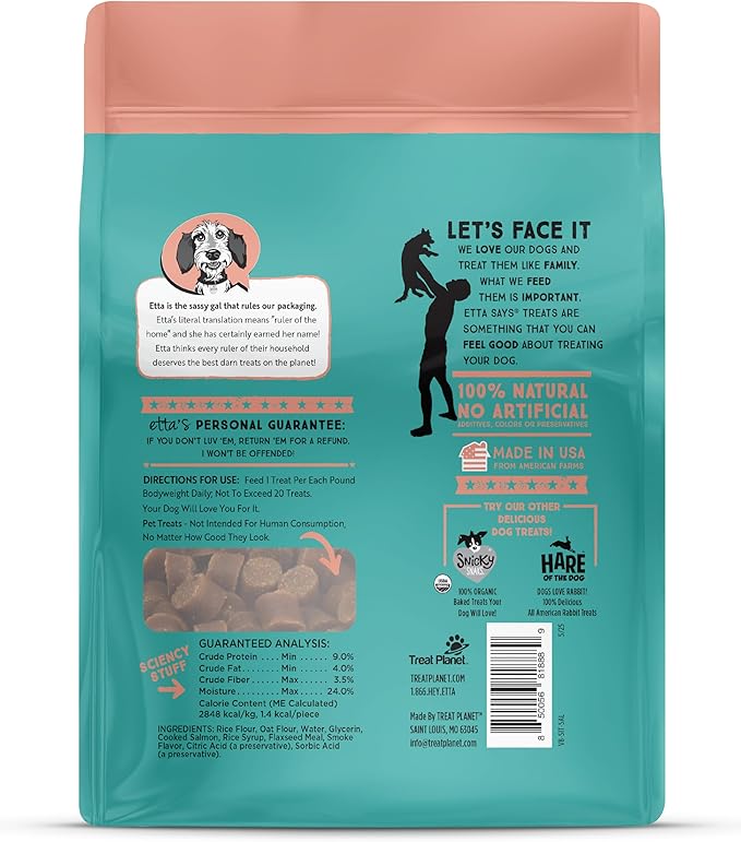 etta says! Sit Training Treats - All Natural Smoked Salmon Soft Treats for Dogs - Made in The USA - Soft & Chewy for Small, Medium & Large Dogs or Puppies