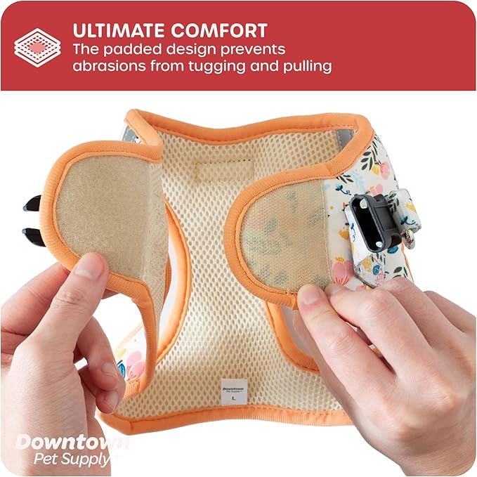 Downtown Pet Supply Step-in Dog Harness – No Pull, Adjustable Padded Mesh with Reflective Trim, Secure Buckle Strap – Comfortable & Breathable Small Dog Harness, X-Small,Floral