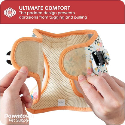 Downtown Pet Supply Step-in Dog Harness – No Pull, Adjustable Padded Mesh with Reflective Trim, Secure Buckle Strap – Comfortable & Breathable Small Dog Harness, X-Small,Floral