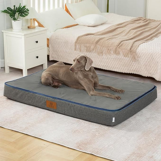 LIORCE Orthopedic Memory Foam Giant Dog Bed - 6" Thick Beds for Large Sized Dog - Waterproof Removable Washable Cover & Wrap-Around Zipper - Ultimate Comfort & Easy Maintenance, Dark Grey
