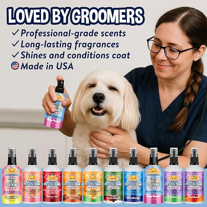 Bodhi Dog Baby Powder Scented Cat & Dog Cologne 4oz + Oatmeal Dog Shampoo & Conditioner for Pet Grooming 8oz | Moisturizing Shampoo for Sensitive Skin | Grooming Bundle