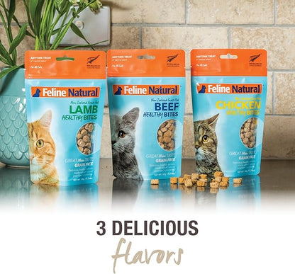 Feline Natural Freeze Dried Cat Treats – New Zealand Single-Source Protein Treats for Cats - Grain-Free Healthy Cat Snacks, Chicken Bites, 1.76oz