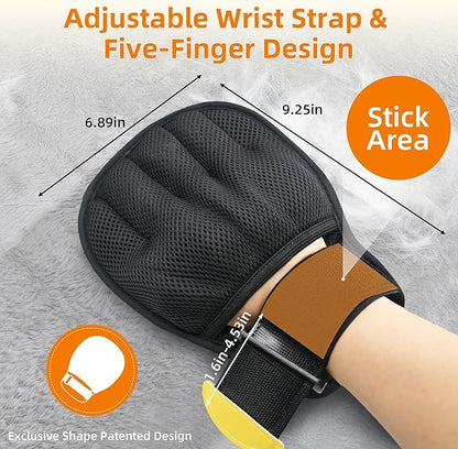 MMGOPET Pet Hair Remover Glove for Cats & Dogs, Patented Adjustable Strap, Reusable Five-Finger Grooming Glove, Non-Slip Fit, Removes Pet Hair from Couch, Carpet, Laundry & Car Seat, 2 Pcs