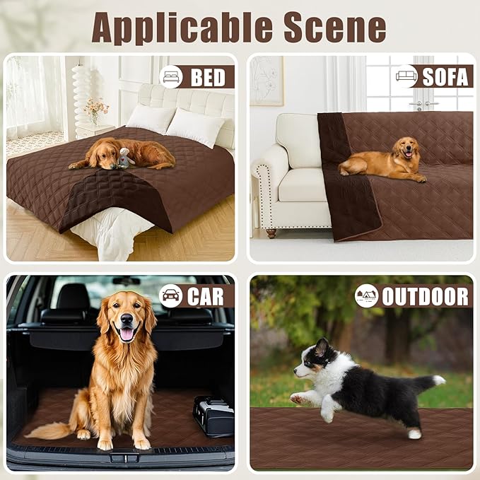 Smiry Waterproof Dog Bed Cover Blanket 40x80, Soft Reversible Pet Blanket, Washable Leakproof Cats Dogs Couch Cover for Sofa, Couch, Furniture, Lattice, Brown/Chocolate