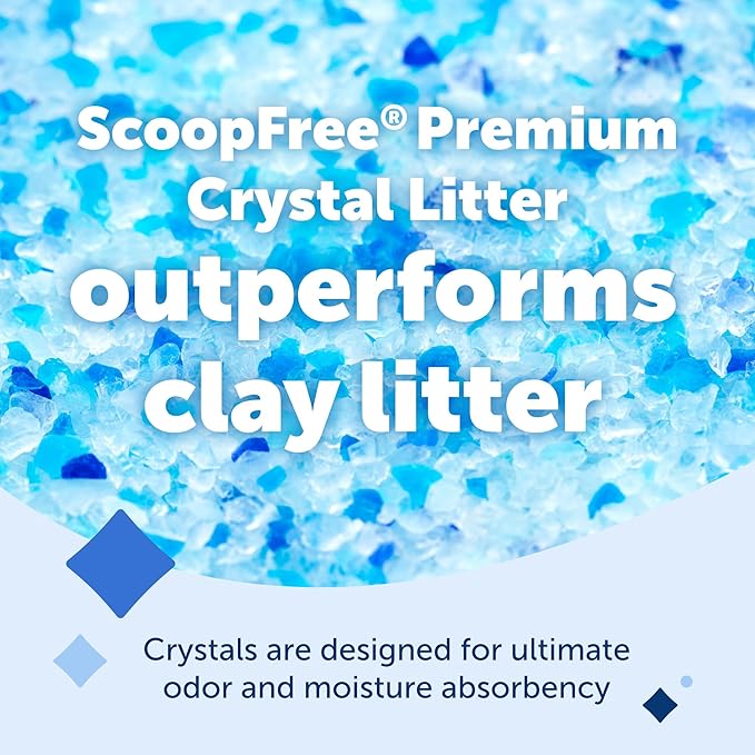 PetSafe ScoopFree Premium Crystal Cat Litter - Ultra-Absorbent Silica Universal Litterbox Crystals - Non-Clumping Odor Control - Fresh Scent - 8 lb Bag - 3 Pack