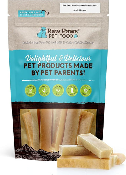 Raw Paws Himalayan Yak Chews for Dogs - Small (12-Count) - Packed in USA - Tibetan Yak Cheese Dog Chews for Small Breeds - Hard Milk Dog Chew Bones - Single Ingredient - Long Lasting