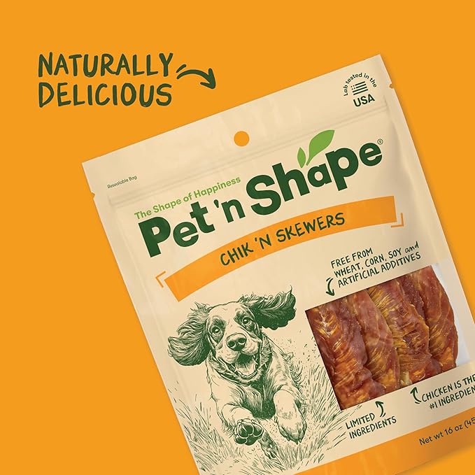 Pet 'n Shape Chik 'n Skewers - Chicken Wrapped Rawhide Chew Dog Treats - 1 Pound