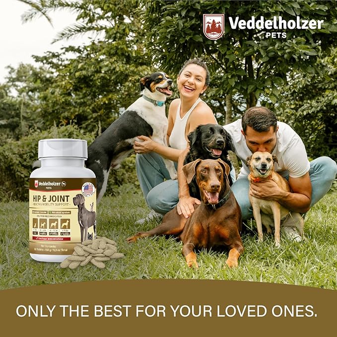 Veddelholzer Dog Joint Supplement Tablets – Hip & Joint Support with Glucosamine, Chondroitin, MSM & Turmeric – Mobility, Flexibility & Comfort Aid for Large & Small Breeds – Vet Recommended