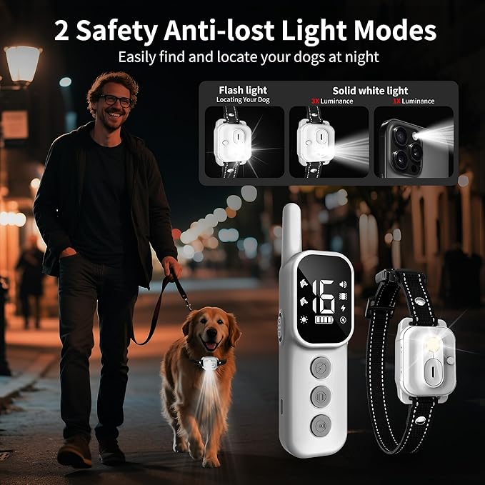 Wissilor Dog Training Collar,Dog Shock Collar with Remote Control, 3300FT and 4 Training Modes Beep,Vibration,Safe Shock,LED Light,IPX7 Waterproof Rechargeable E-Collar for All Breeds (8-150 lbs)