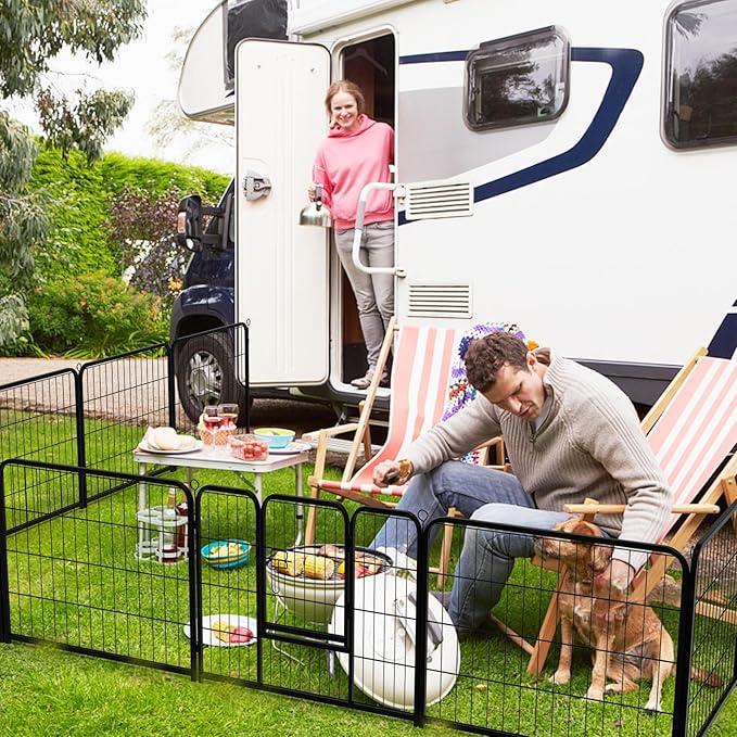 NEWBULIG Dog Playpen 16 Panels 40" Height Foldable Heavy Duty Metal Dog Exercise Playpen Puppy Fence for Indoor Outdoor Yard