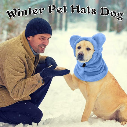 Clysee Winter Dog Hats Quiet Ears for Dogs Ear Muffs Pet Neck Warmer Scarf Hoodie Noise Protection Cover Beanie Head Wrap Costume for Pet Dog Cats(Sky Blue,S)