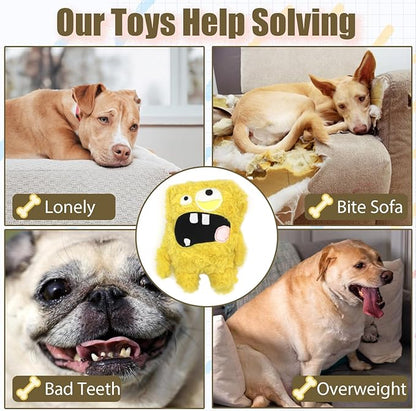 HUGEME Squeaky Dog Toy, Plush Stuffed Dog Toy Keep Them Busy Tug of War Dog Chew Toy for Small Medium Large Dogs (Yellow)