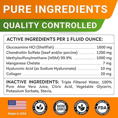 STRELLALAB Liquid Glucosamine for Dogs w/Collagen (16 OZ) - All-Natural Hip & Joint Supplement, Glucosamine Chondroitin for Dogs, MSM & Collagen for Dogs Mobility, Joint Pain Relief for Small & Large
