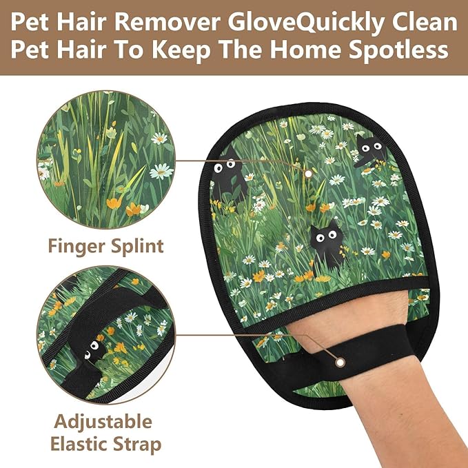 Pet Grooming Gloves Reusable Dog & Cat Hair Remover for Furniture, Car Interiors Multi-Surface Deshedding Tool for Carpets, Bedding & Home Cleaning